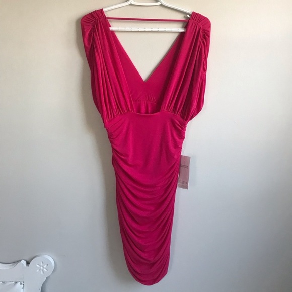 NWOT Ruched pink BCBG Maxazria dress - Picture 2 of 5